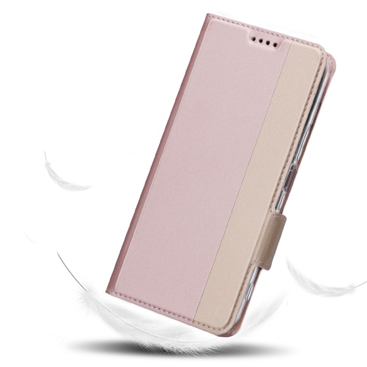 Bi-Color Joint Style PU Leather Stand Mobile Case for Sony Xperia 1 - Pink/Light Pink-3