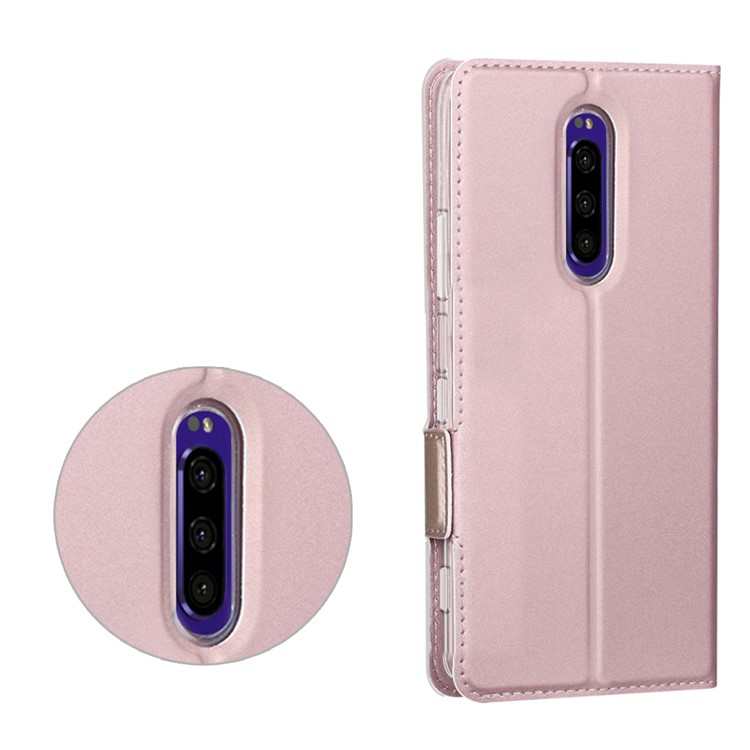 Bi-Color Joint Style PU Leather Stand Mobile Case for Sony Xperia 1 - Pink/Light Pink-5