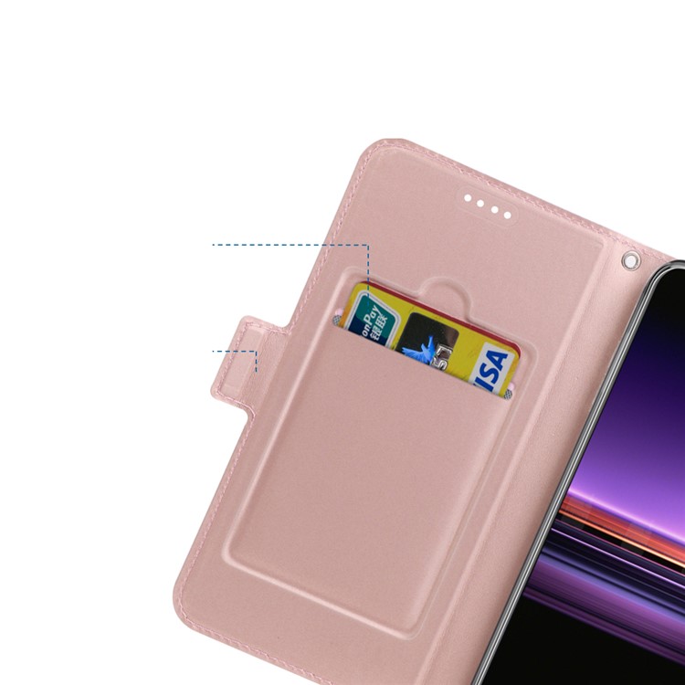 Bi-Color Joint Style PU Leather Stand Mobile Case for Sony Xperia 1 - Pink/Light Pink-8