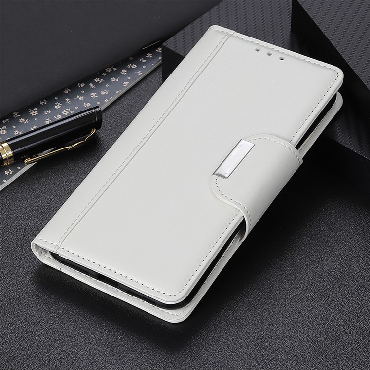 Textured PU Leather Wallet Stand Cover for Sony Xperia 20 - White-12