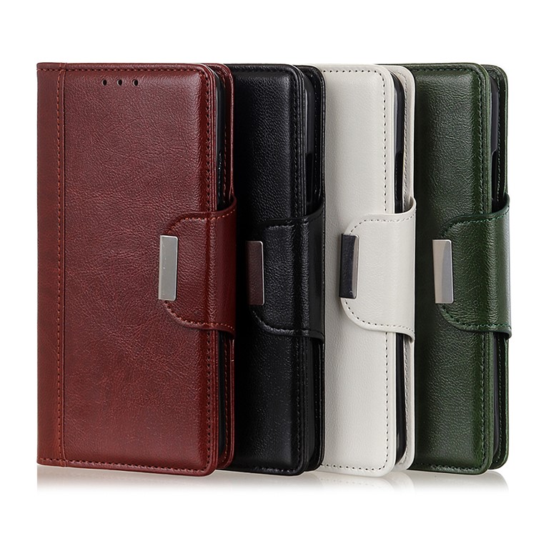 Textured PU Leather Wallet Stand Cover for Sony Xperia 20 - White-13