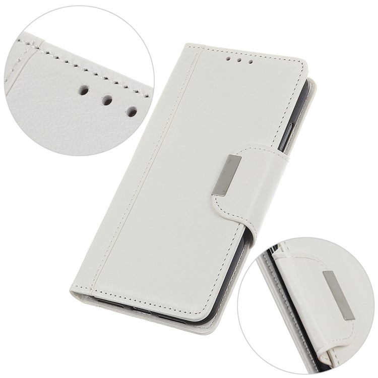 Textured PU Leather Wallet Stand Cover for Sony Xperia 20 - White-3