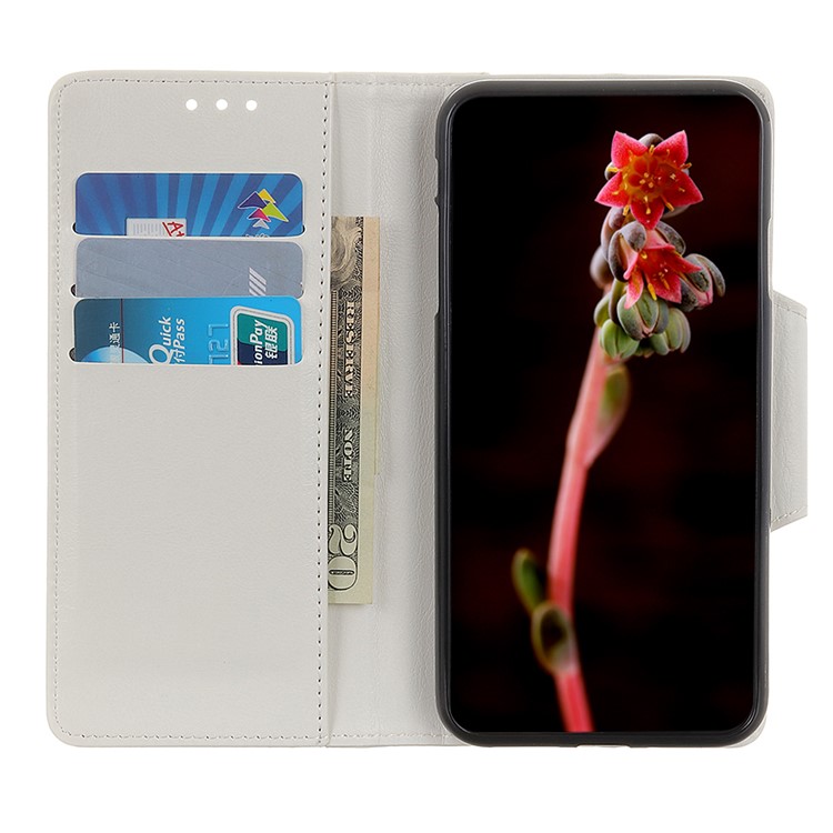 Textured PU Leather Wallet Stand Cover for Sony Xperia 20 - White-7