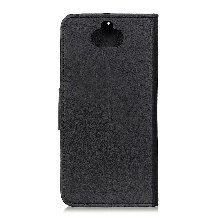 Litchi Skin Flip Leather Wallet Stand Phone Casing for Sony Xperia 20 - Black-9