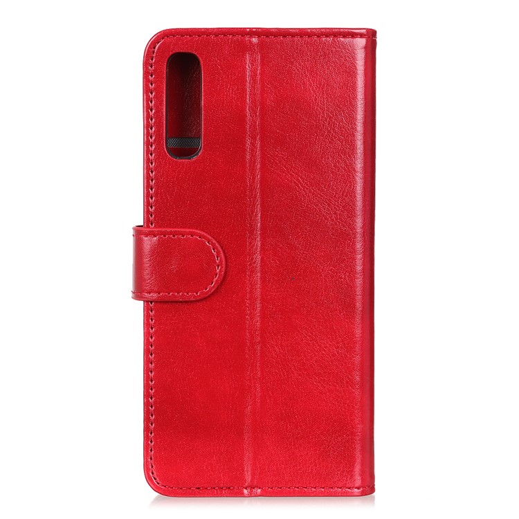 Crazy Horse Leather Wallet Phone Case for Sony Xperia 5 - Red-6