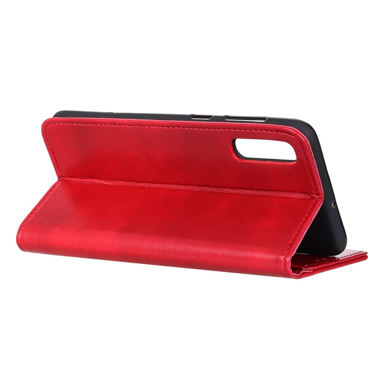Crazy Horse Leather Wallet Phone Case for Sony Xperia 5 - Red-7