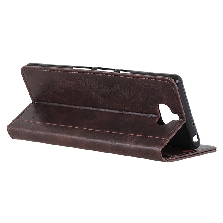 Rivet Decorated Leather Wallet Case for Sony Xperia 20 - Brown-4