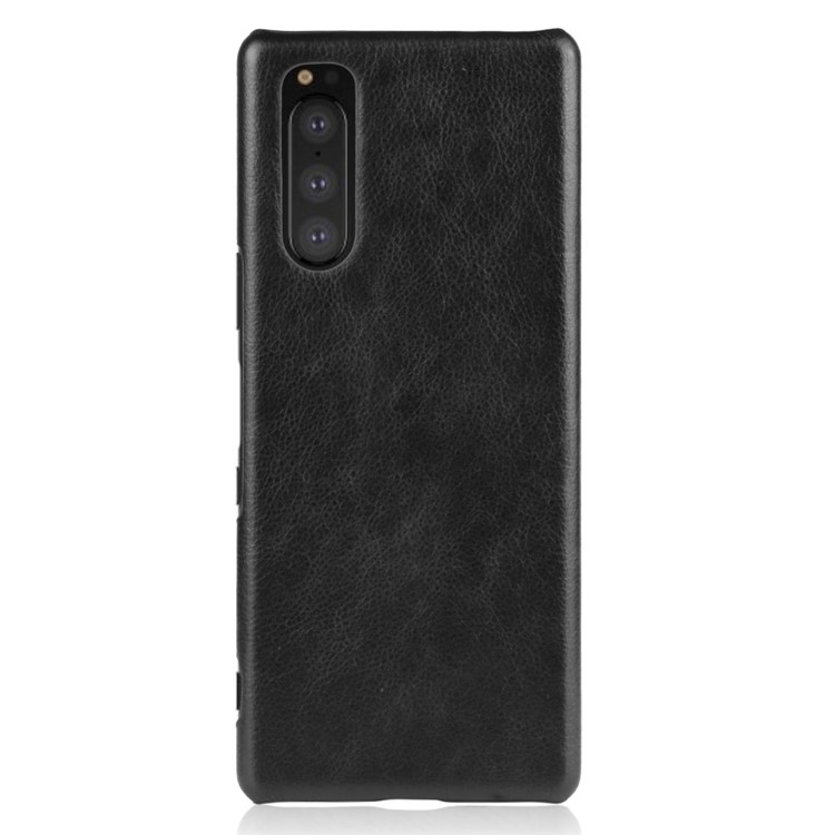 Litchi Skin Leather Coated Hard PC Case for Sony Xperia 2 - Black-2