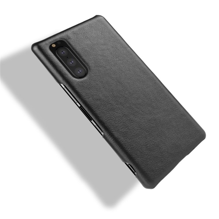 Litchi Skin Leather Coated Hard PC Case for Sony Xperia 2 - Black-4