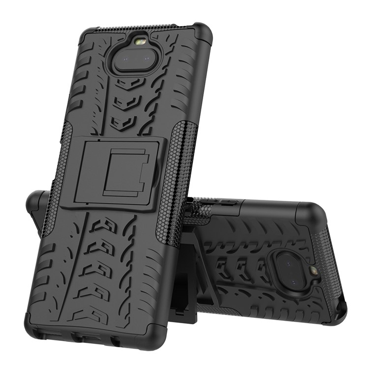 Anti-slip PC + TPU Hybrid Case with Kickstand for Sony Xperia 20 - Black-2