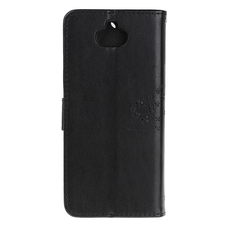 Imprint Tree Owl Leather Wallet Case for Sony Xperia 8 - Black-4