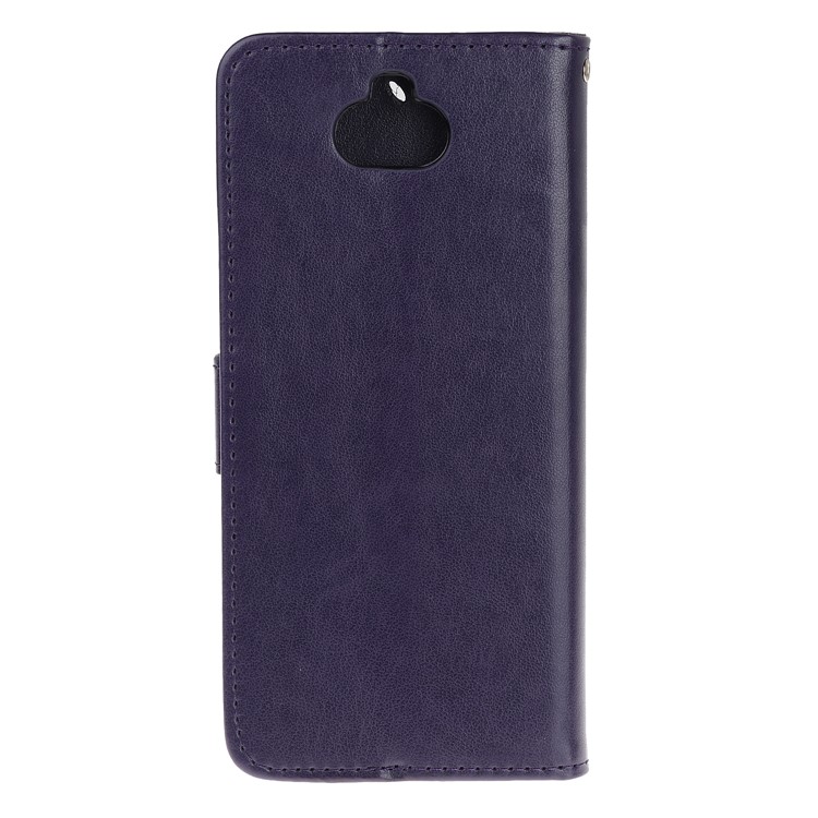 Flor De Borboleta Caixa De Couro Carteira Marca Para Sony Xperia 20 - Roxo Escuro-4