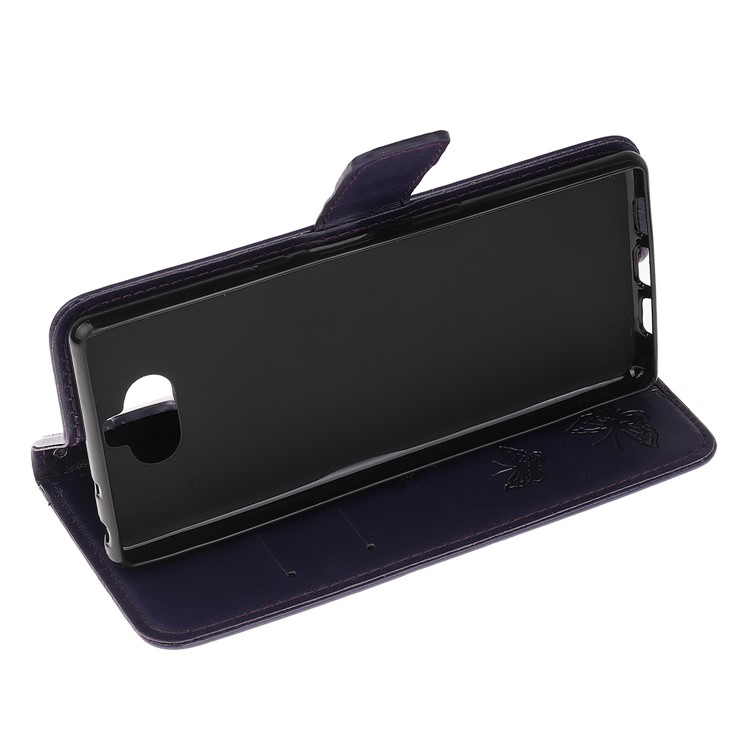 Flor De Borboleta Caixa De Couro Carteira Marca Para Sony Xperia 20 - Roxo Escuro-5