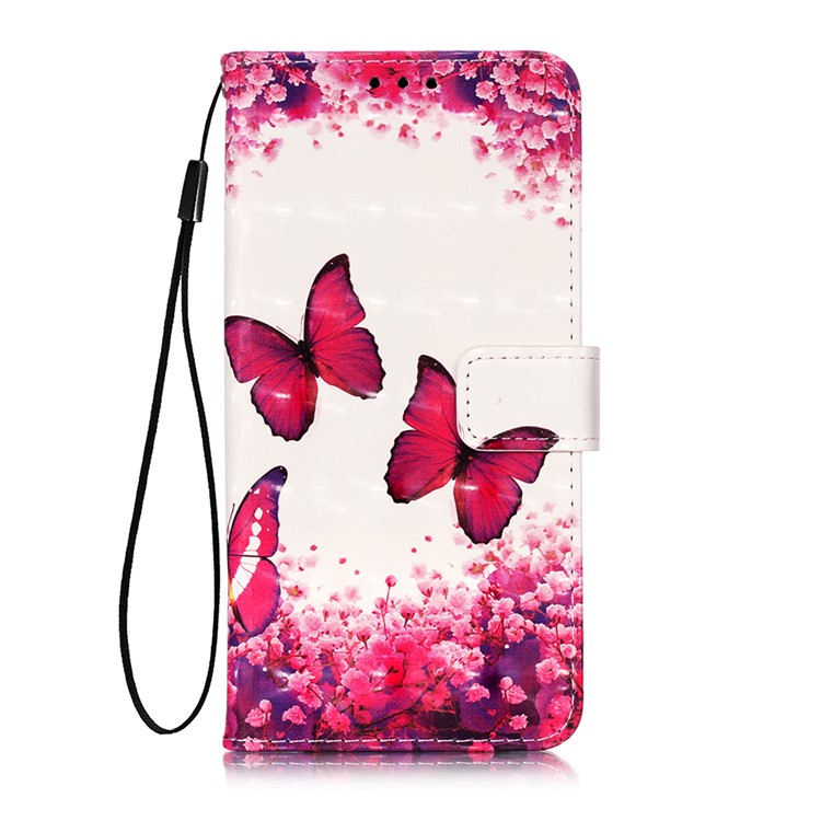 Unique Printing Light Spot Decor Leather Wallet Case for Sony Xperia 20 - Butterfly and Flower-4