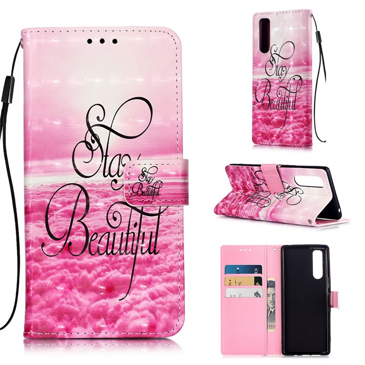 Pattern Printing Light Spot Decor Leather Wallet Stand Case for Sony Xperia 5 - Stay Beautiful-1