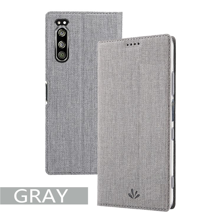 VILI DMX Cross Texture Stand Leather Case with Card Slot for Sony Xperia 5 - Grey-6