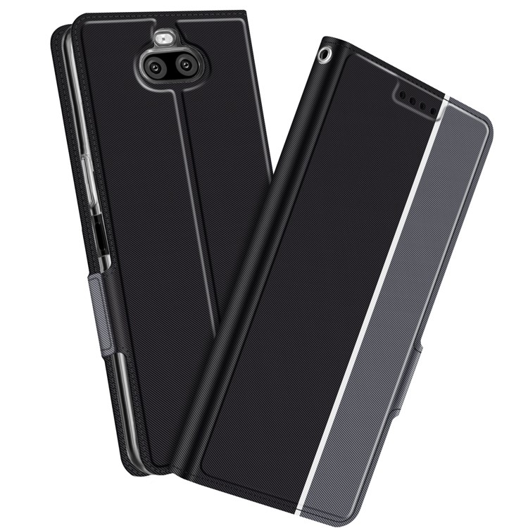 For Sony Xperia 8 BaiYu Series Magnet Adsorption Leather Dual Card Slots Case - Black-1