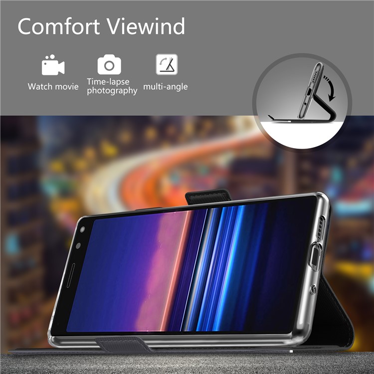 For Sony Xperia 8 BaiYu Series Magnet Adsorption Leather Dual Card Slots Case - Black-10