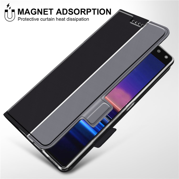 For Sony Xperia 8 BaiYu Series Magnet Adsorption Leather Dual Card Slots Case - Black-3