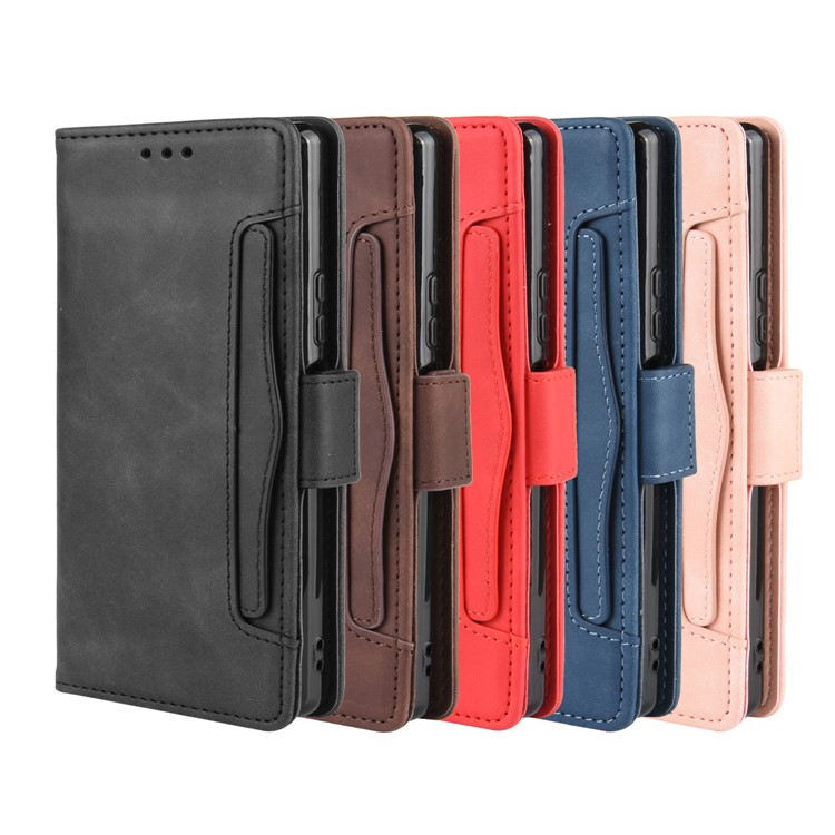 PU Leather Multiple Card Slots Phone Wallet Stand Case Shell for Sony Xperia 8 - Black-14