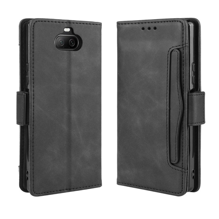 PU Leather Multiple Card Slots Phone Wallet Stand Case Shell for Sony Xperia 8 - Black-2