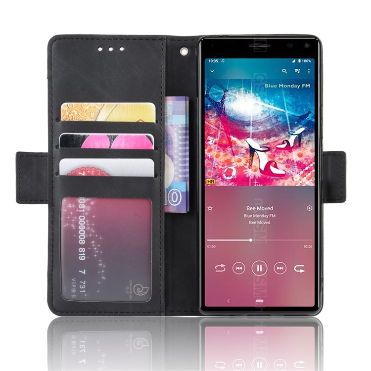 PU Leather Multiple Card Slots Phone Wallet Stand Case Shell for Sony Xperia 8 - Black-7