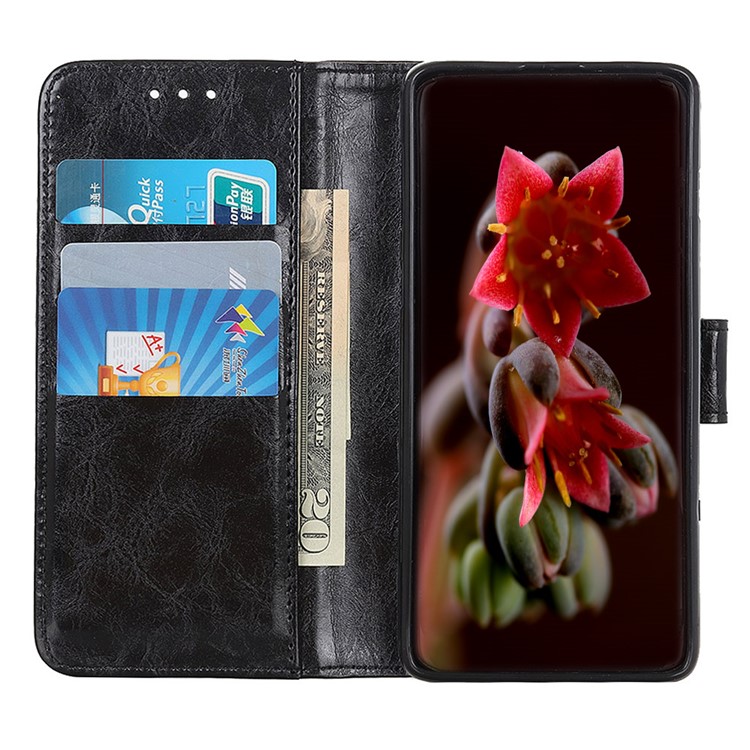 Double Buckles Crazy Horse Leather Wallet Case for Sony Xperia 8 - Black-3