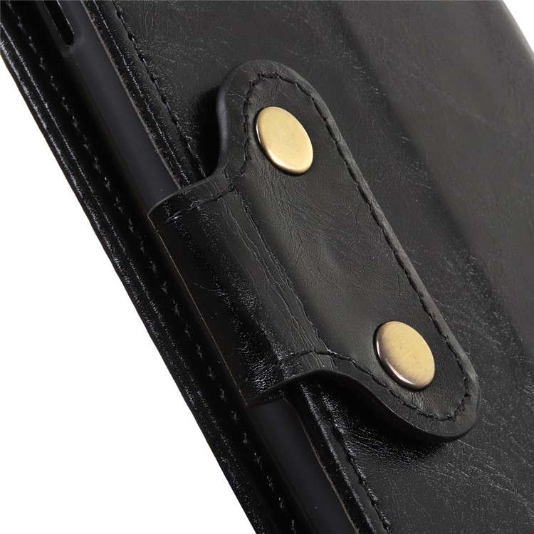 Double Buckles Crazy Horse Leather Wallet Case for Sony Xperia 8 - Black-6