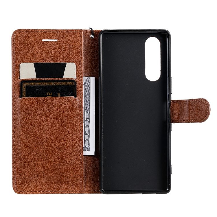 Wallet Leather Stand Case for Sony Xperia 5 - Brown-4