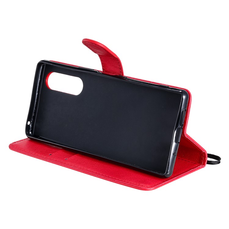 Wallet Leather Stand Case for Sony Xperia 5 - Red-6