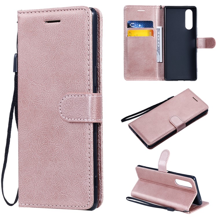 Wallet Leather Stand Case for Sony Xperia 5 - Pink-1