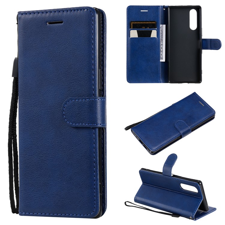 Wallet Leather Stand Case for Sony Xperia 5 - Blue-1