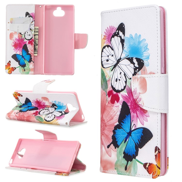 Pattern Printing Wallet Stand Flip Leather Phone Case for Sony Xperia 8 - Beautiful Butterfly-1