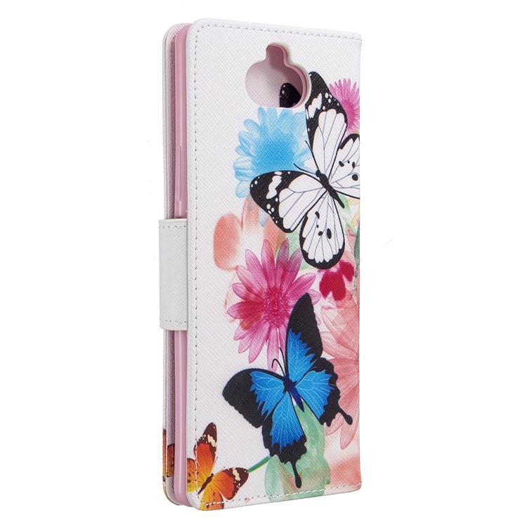 Pattern Printing Wallet Stand Flip Leather Phone Case for Sony Xperia 8 - Beautiful Butterfly-3