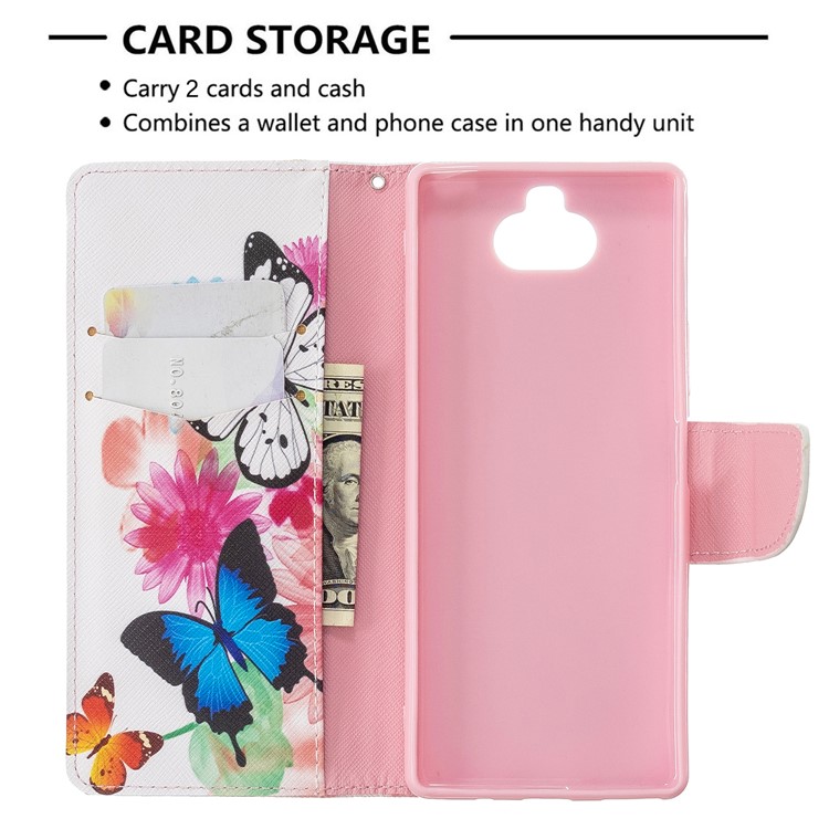 Pattern Printing Wallet Stand Flip Leather Phone Case for Sony Xperia 8 - Beautiful Butterfly-6