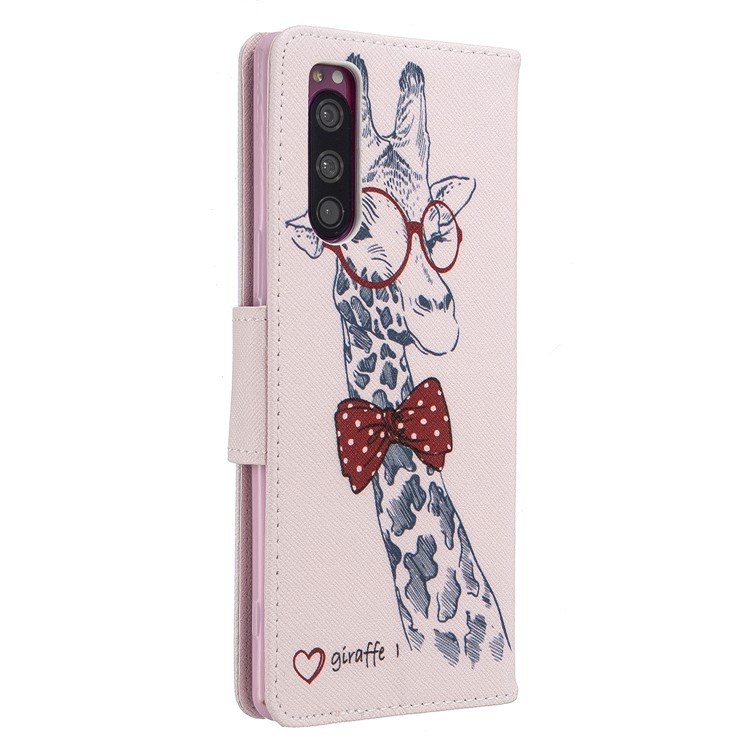 Pattern Printing Wallet Stand Leather Phone Cover for Sony Xperia 5 / XZ5 - Giraffe-3