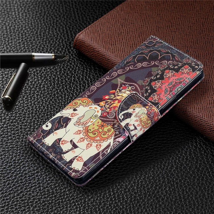 Pattern Printing Leather Wallet Case for Sony Xperia 8 - Flower and Elephant-7