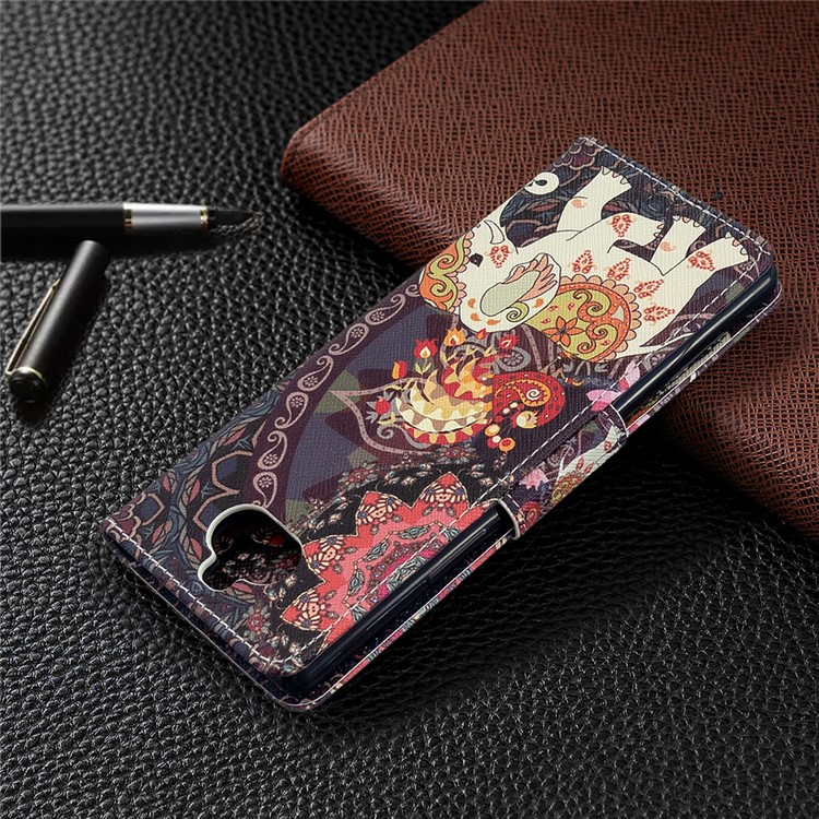 Pattern Printing Leather Wallet Case for Sony Xperia 8 - Flower and Elephant-8