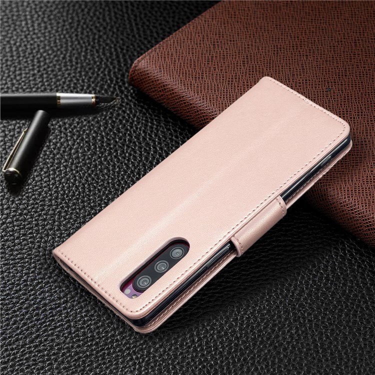 Imprint Butterfly Wallet Leather Stand Case for Sony Xperia 5/XZ5 - Rose Gold-8