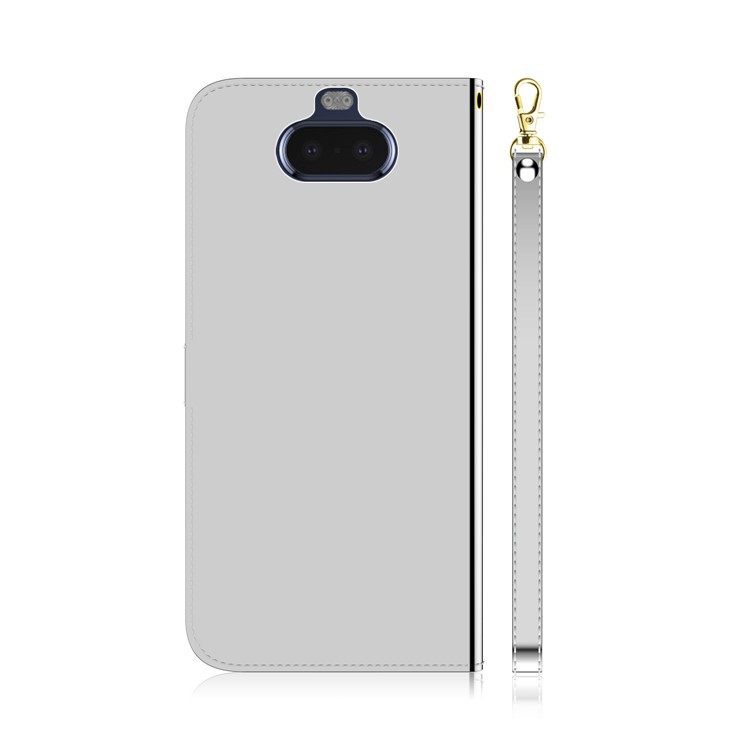 Mirror Surface Leather Wallet Stand Phone Cover for Sony Xperia 8 - Silver-3