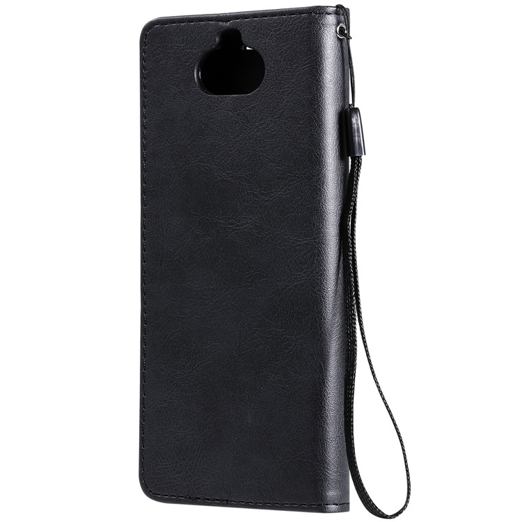 Solid Color Wallet Stand Leather Mobile Cover Case for Sony Xperia 8 - Black-5