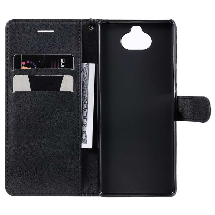 Solid Color Wallet Stand Leather Mobile Cover Case for Sony Xperia 8 - Black-7