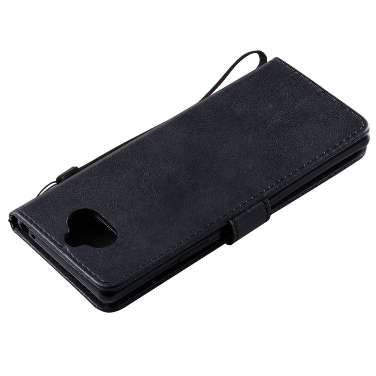 Solid Color Wallet Stand Leather Mobile Cover Case for Sony Xperia 8 - Black-8