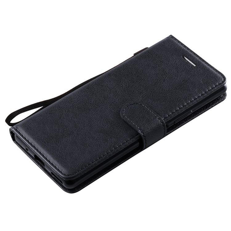 Solid Color Wallet Stand Leather Mobile Cover Case for Sony Xperia 8 - Black-9