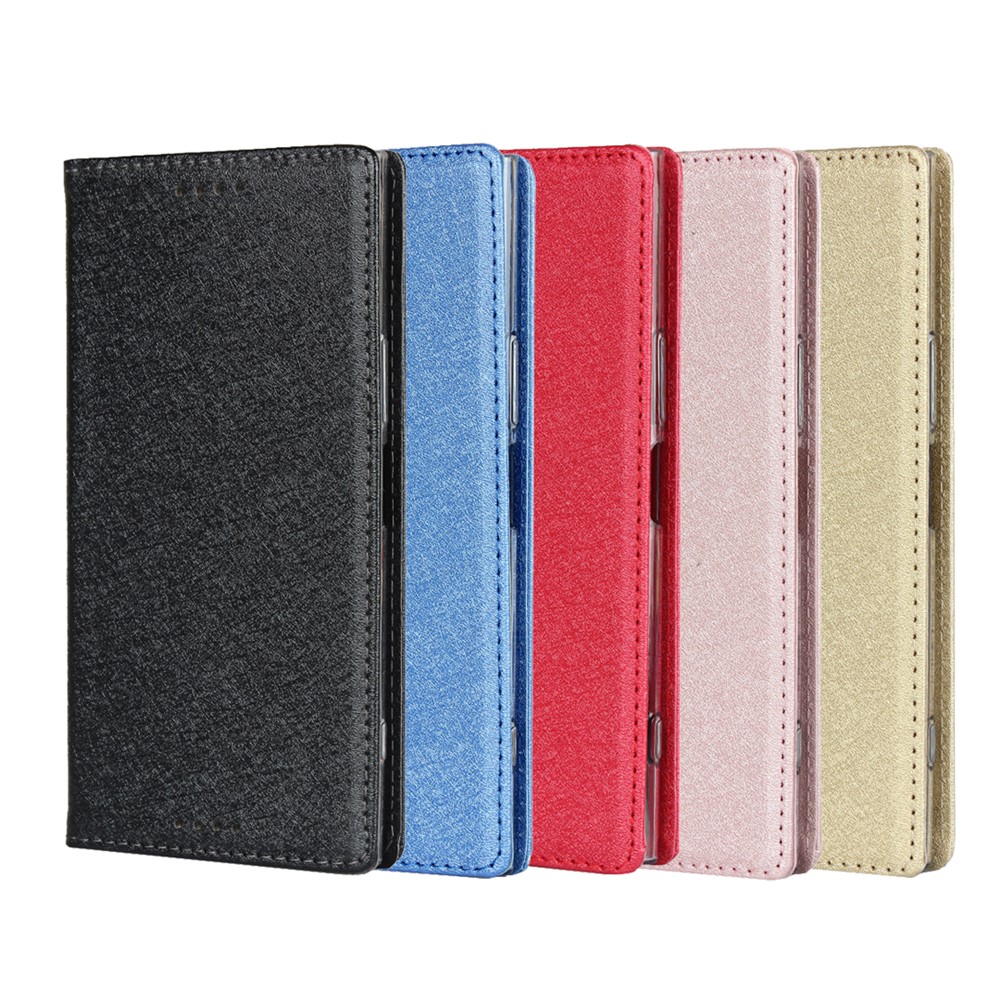 Silk Skin Wallet Stand Cuir Téléphone Pour Sony Xperia XZ Premium - le Noir