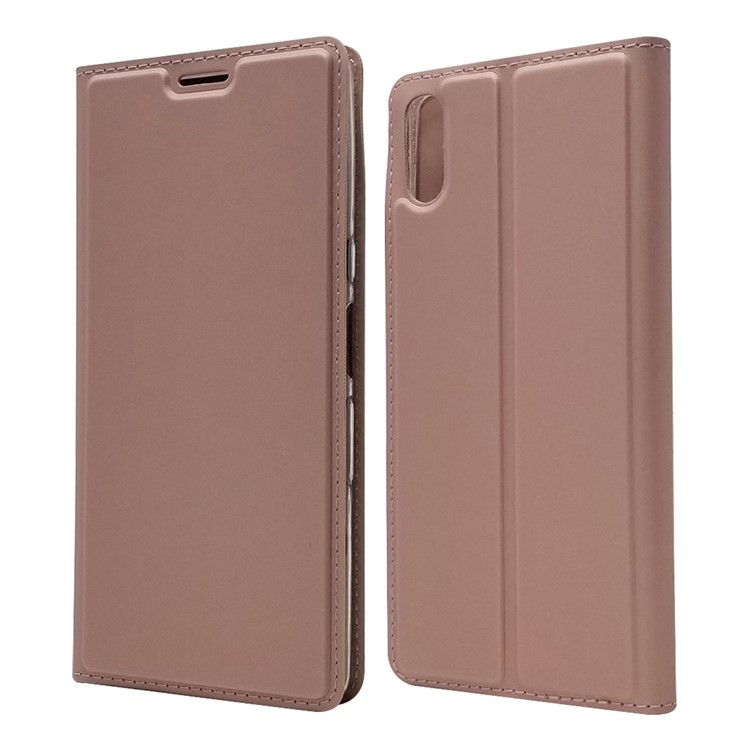 Cas Magnétique Porte-cartes En Cuir D'adsorption Pour Sony Xperia L3 - Or Rose-1
