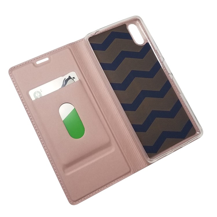 Cas Magnétique Porte-cartes En Cuir D'adsorption Pour Sony Xperia L3 - Or Rose-8