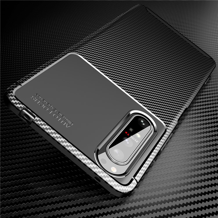 Drop Resistant Carbon Fiber TPU Mobile Phone Back Cover for Sony Xperia 1 II - Black-2