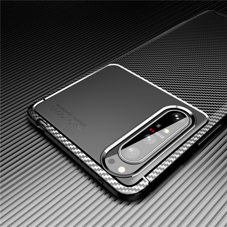 Drop Resistant Carbon Fiber TPU Mobile Phone Back Cover for Sony Xperia 1 II - Black-8