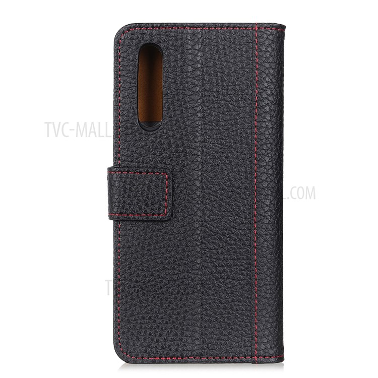 Litchi Skin Leather Wallet Case for Sony Xperia 1 II - Black-3